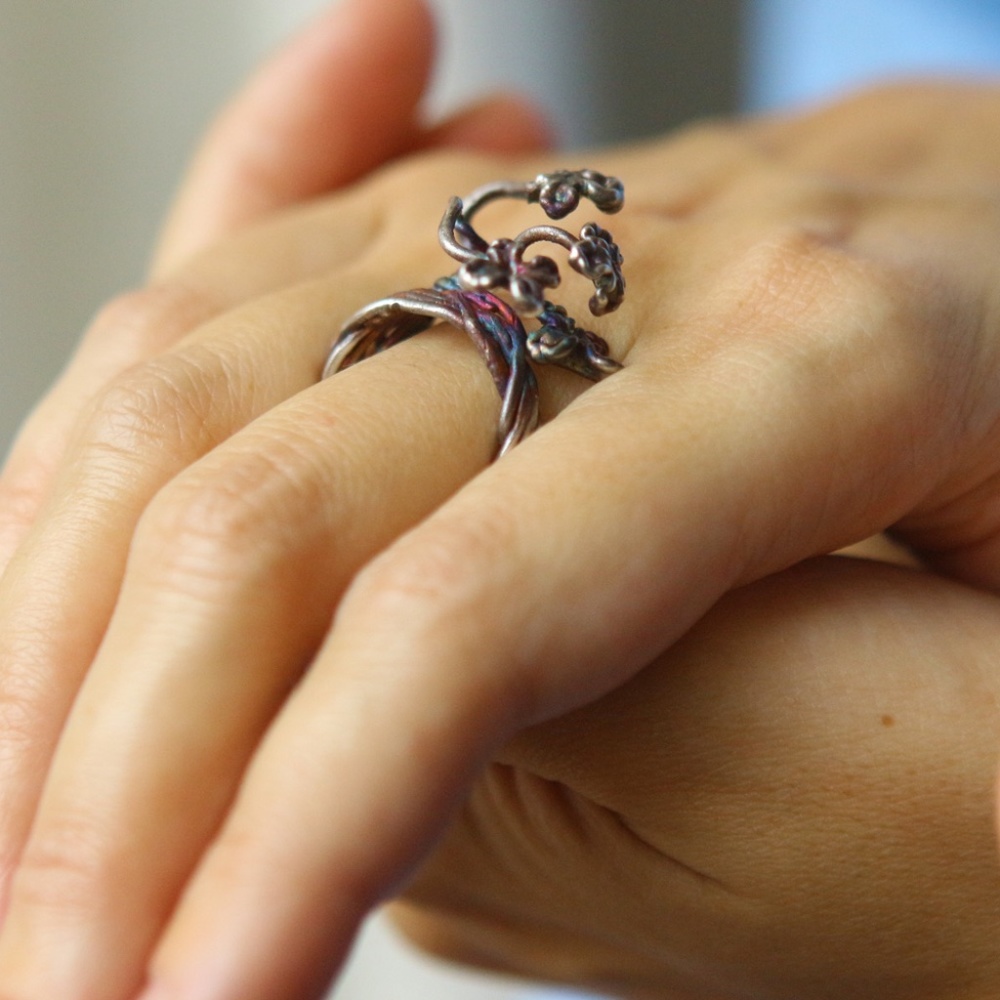Ring in silver, Lilac